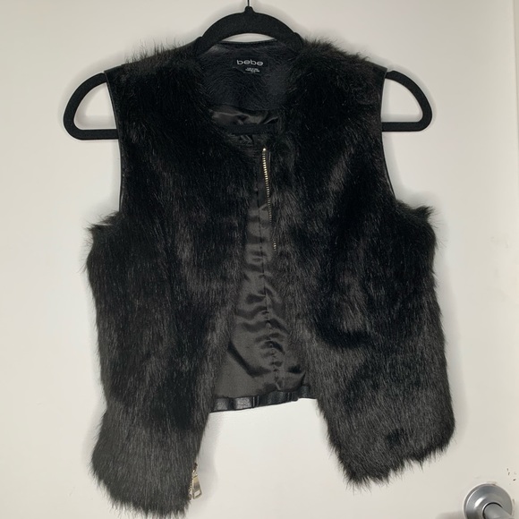 BEBE black faux fur vest - Picture 1 of 3